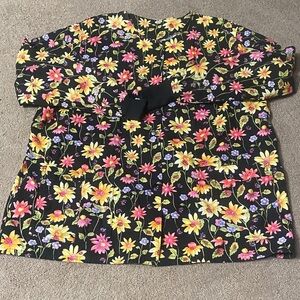 Floral Print Thick Cotton Long Sleeve Shirt with Ladybugs Pockets Fall